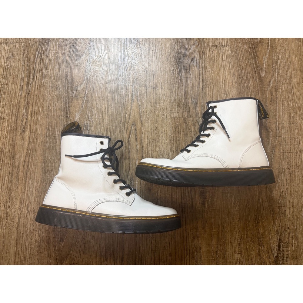 Dr. Martens Zavala White Leather Combat Boots Womens 9 Mens 8 AW004